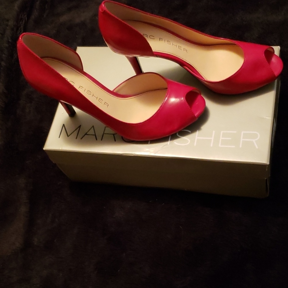 Marc Fisher red peep toe heels